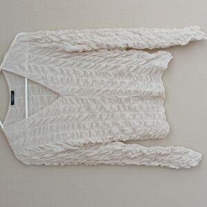 Massimo Dutti Textured Gathered Top in Ivory Size Medium